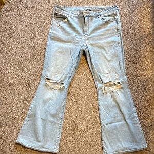 American Eagle Outfitters Light Blue Distressed Flare Jeans